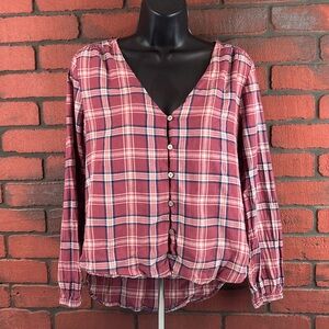 Madewell Womens Small Pink Plaid Button-Down Shirt – Classic, Preppy, Casual